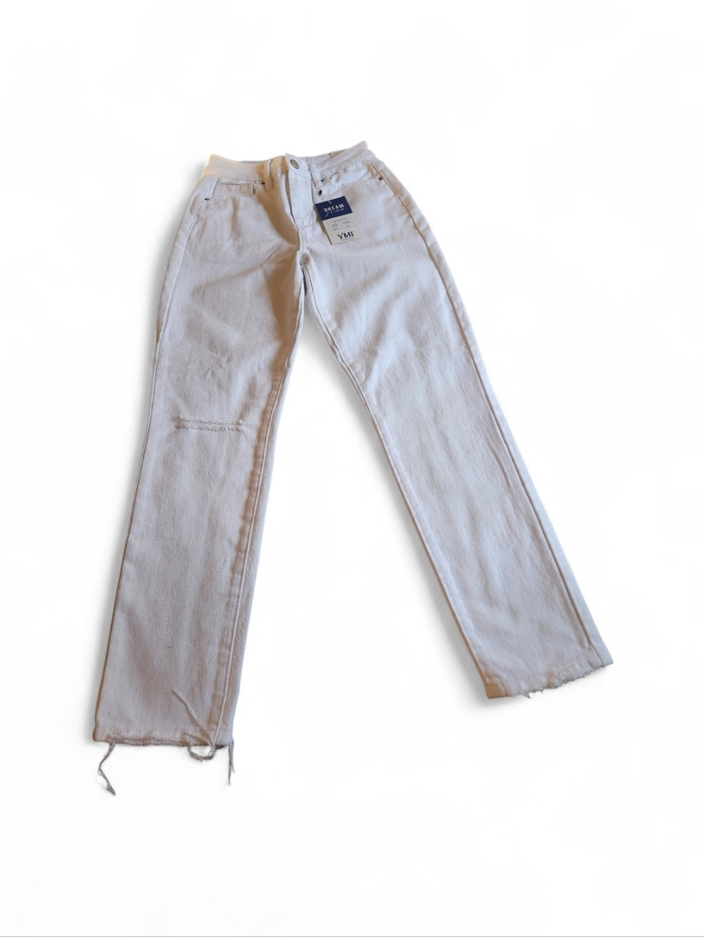 Ladies Mom Fit High Rise White Straight-Leg YMI DREAM JEANS Size 5  27waist. NWT
